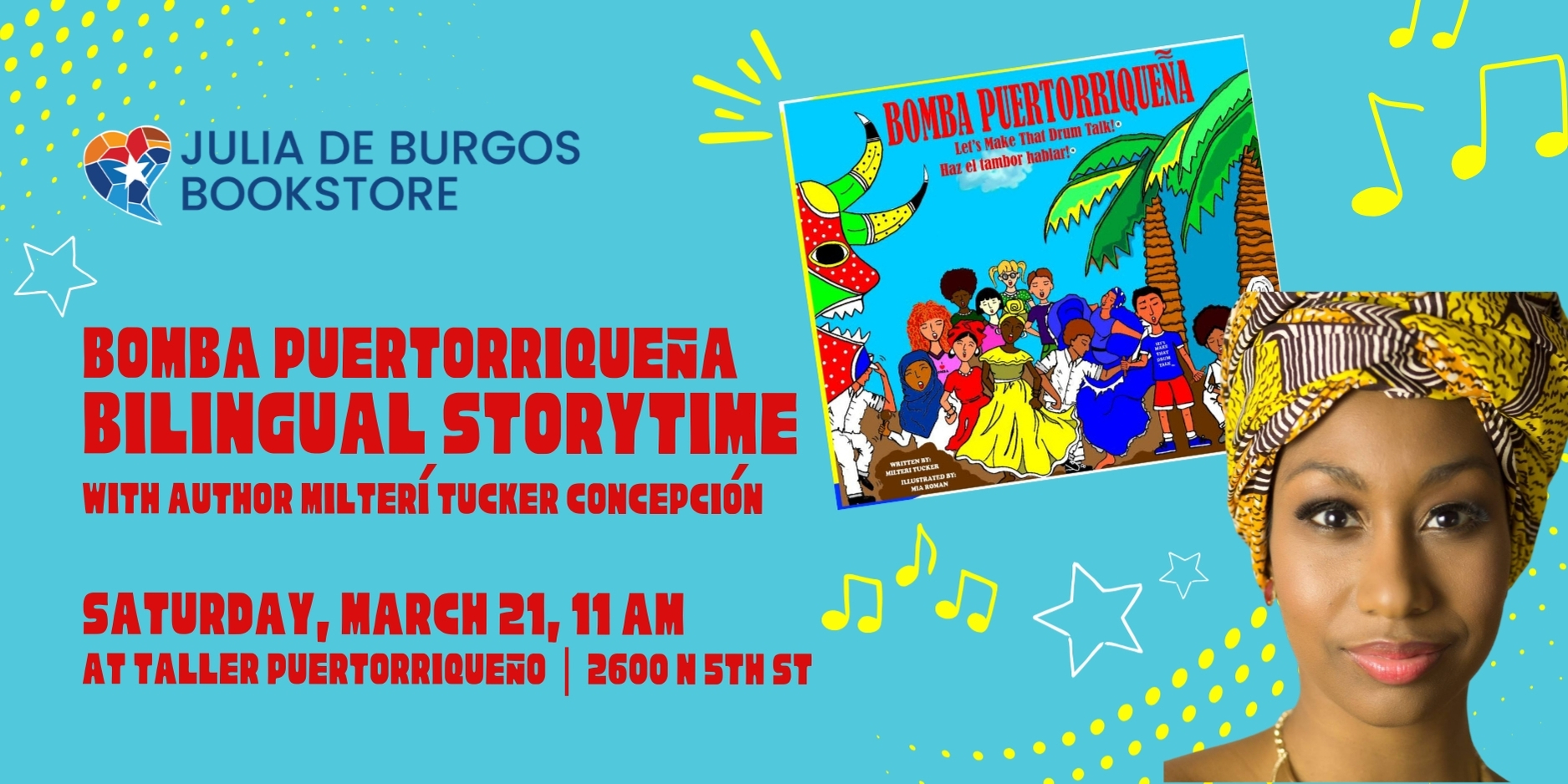 Bomba Puertorriqueña Bilingual Storytime with author Milterí Tucker Concepción